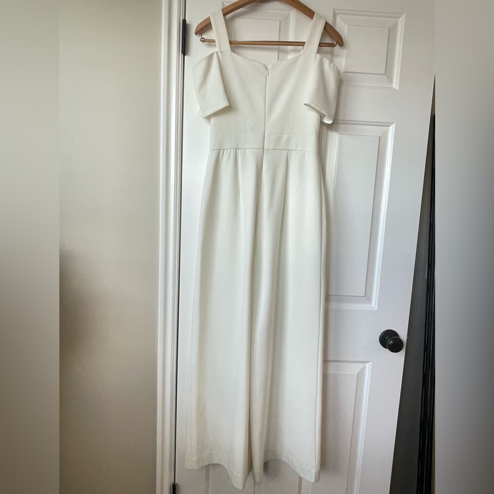 Eliza J White Ivory Cold Off-Shoulder Jumpsuit Short Sleeve Wide Leg XS 0 2 - Picture 6 of 11